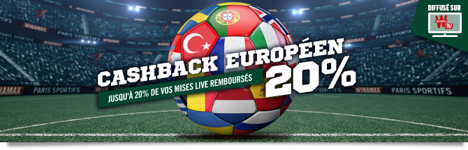 jusqu&agrave; 20% de vos mises live rembours&eacute;es