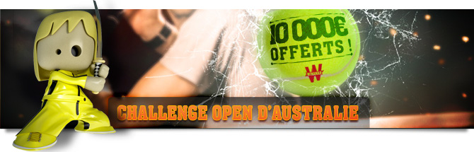 Challenge Open d'australie : 10 000 euros offerts ! Les plus grosses primes pour les plus grosses cotes !
