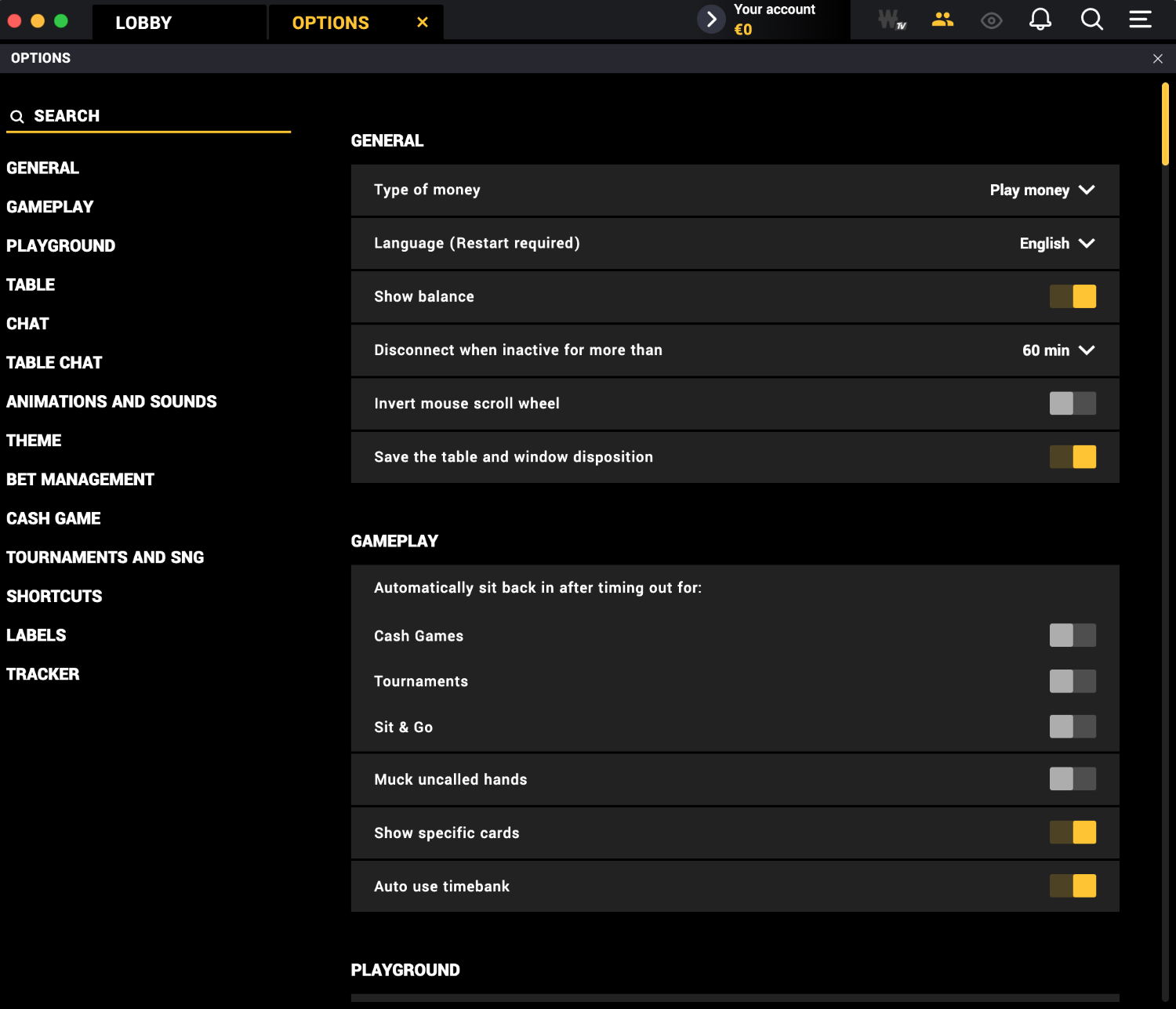 Winamax User Guide software options Winamax