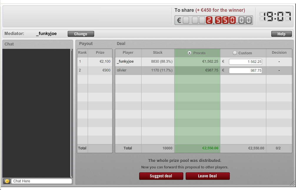 screenshot : La phase du deal va débuter